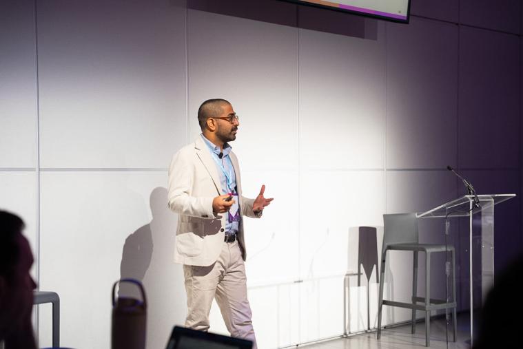 Devang on stage at GTM2026 Devang presents to a room of revenue leaders at GTM2026