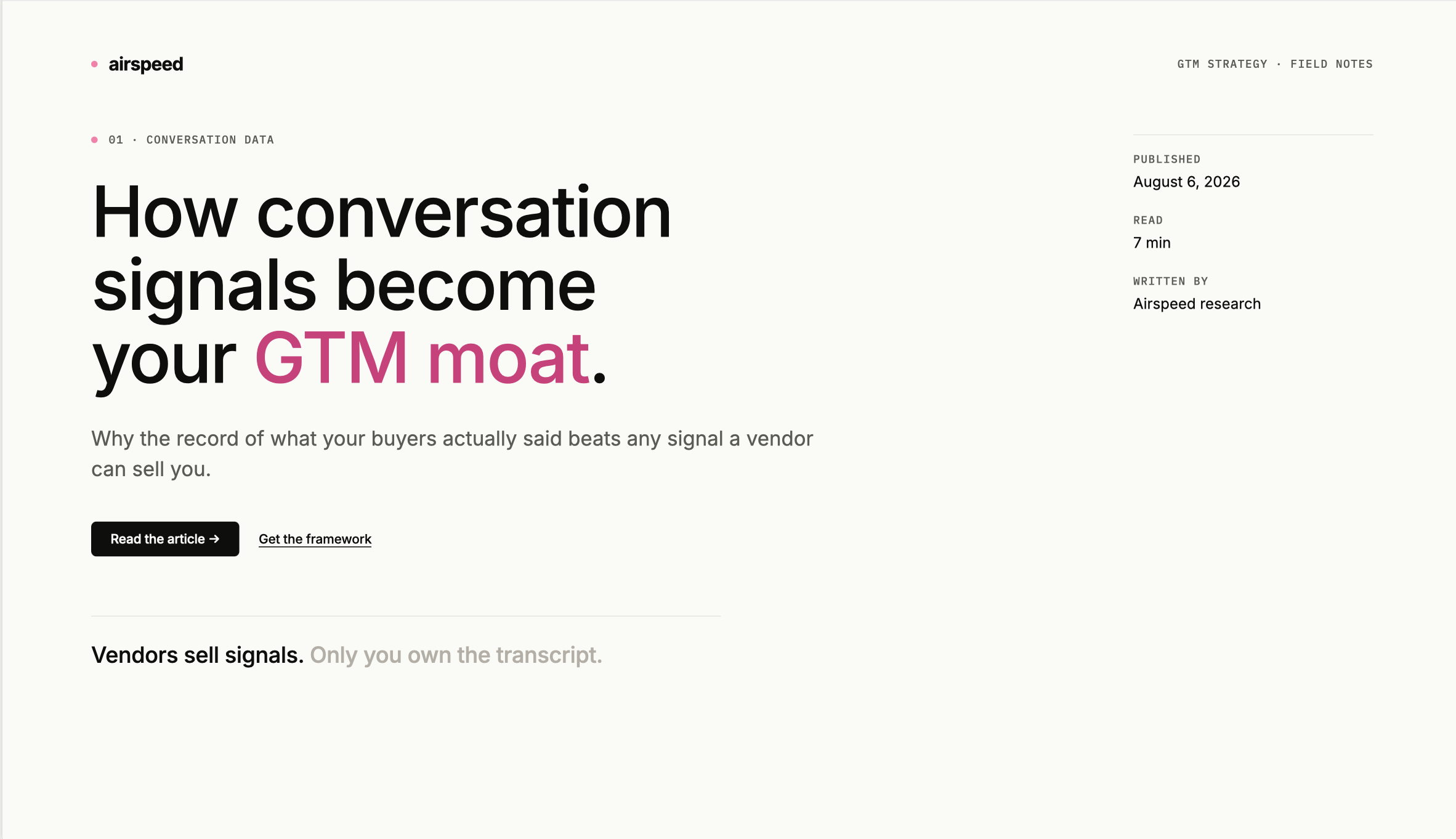 How Conversation Signals Become Your GTM Moat