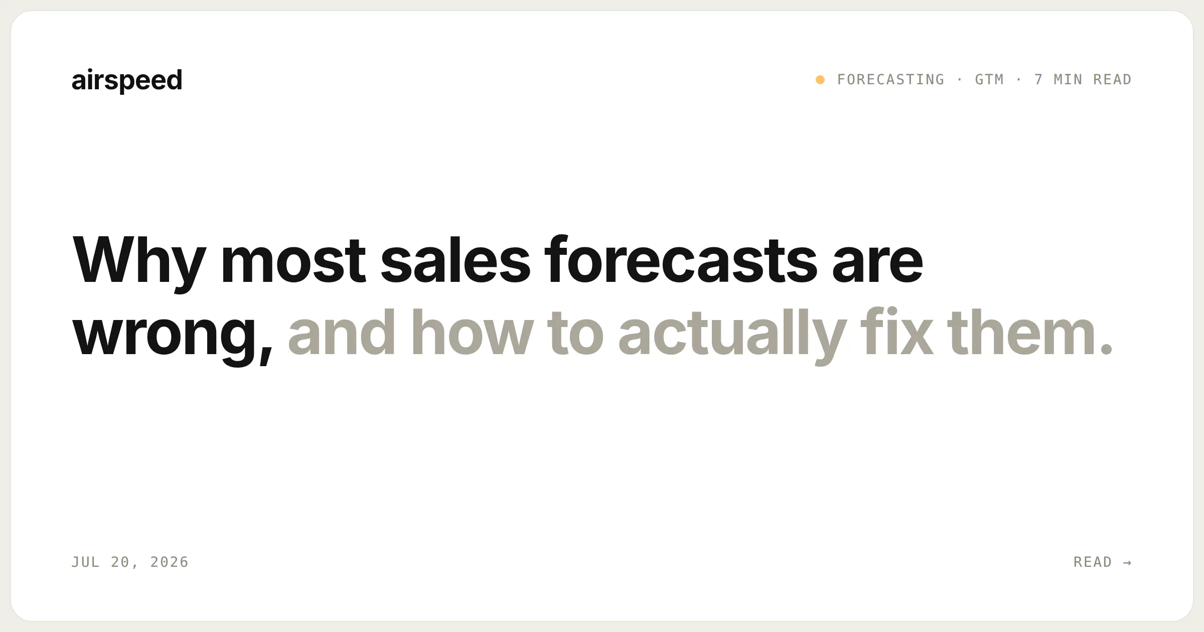 Why most sales forecasts are wrong, and how to actually fix them.